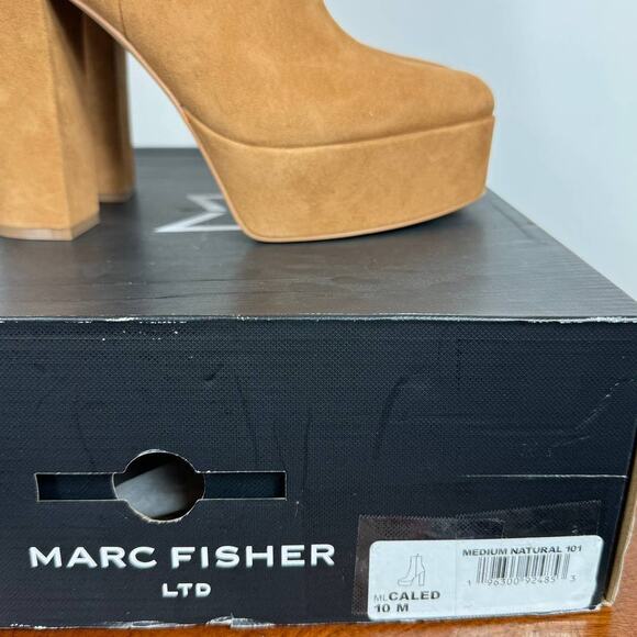 New Marc Fisher LTD Caled Suede Platform Booties Medium Natural Women's Size 10 - Picture 8 of 10